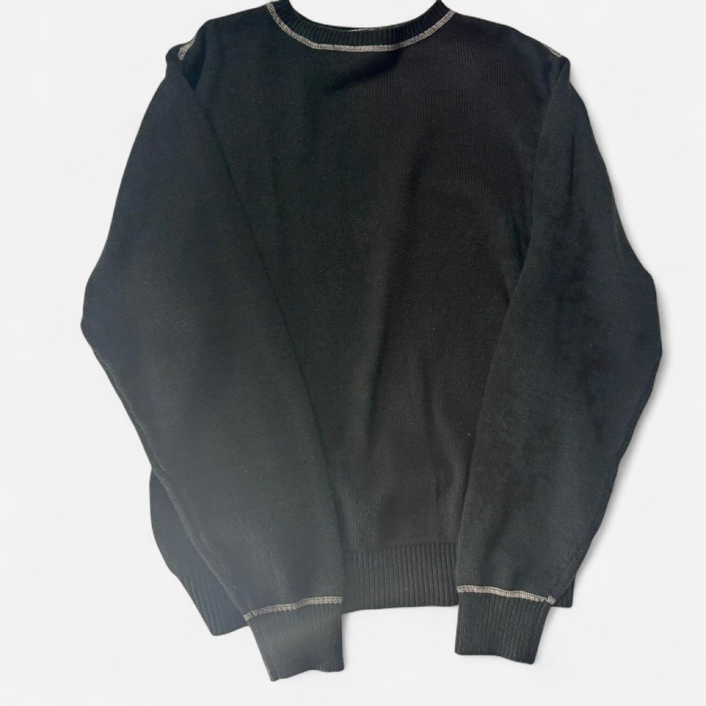 Super Massive Mens Black Crewneck Sweater Contrast Stitching Small‎ RN 96415 - Picture 6 of 6